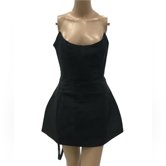 Heiress BLACK STRAPLESS SHEEN CORSET MINI DRESS sexy dark feminine glamour SMALL - Picture 12 of 14